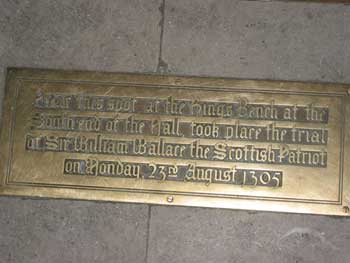 The plaque in Westminster Hall