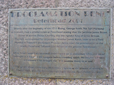 plaque in recognition to the Old Pretender